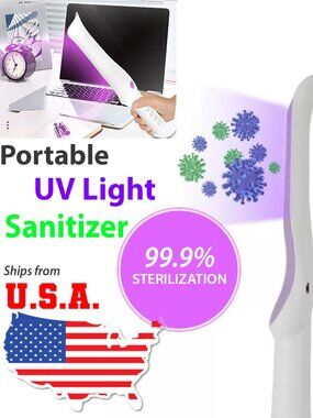 SET OF 2 Sanitation Portable Wand Rechargeable Light Lamp Germ Protection